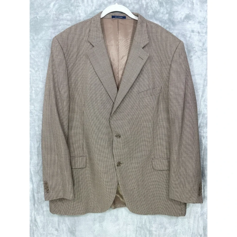 Cremieux Loro Piana Wool Sport Coat Mens 50L Tan Brown Houndstooth Canada